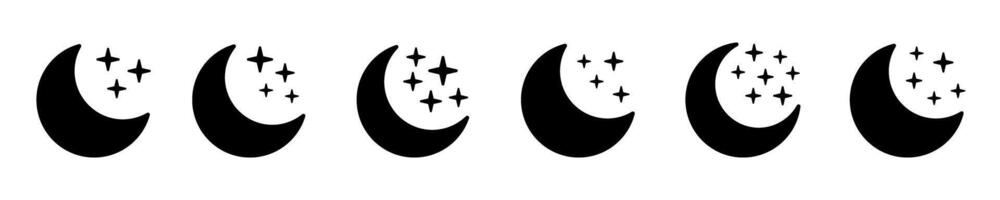 Crescent moon with stars icon. Night solid icons. vector