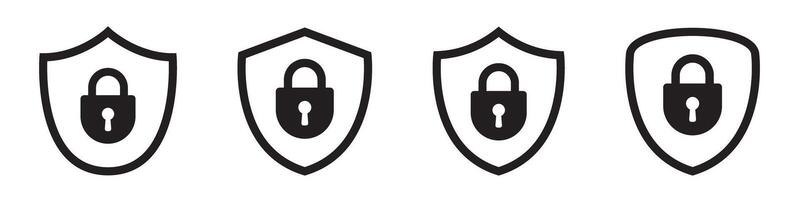 Shield security with lock icon.. protection icon. privacy icon set. vector