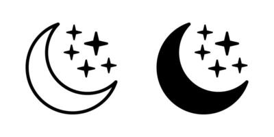 Crescent moon with stars icons. Night icons. vector