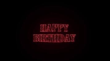 Elegance Serif Happy Birthday Text Style Firework Explosion Motion Overlay on Black Background 4k video