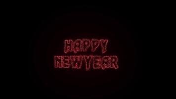 Bold Cartoon Happy Newyear Text Style Firework Explosion Motion Overlay on Black Background 4k video