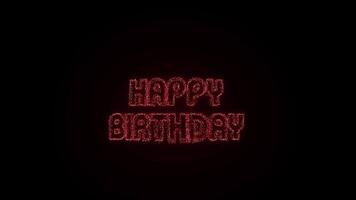 Bold Curve cartoon Happy Birthday Text Style Exploding with firework Motion Overlay on Black Background 4k video