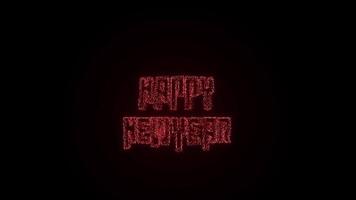 Retro square Happy Newyear Text Style Firework Explosion Motion Overlay on Black Background 4k video