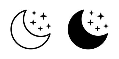 Crescent moon with stars icons. vector