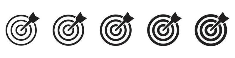 Target icon, dartboard with arrow icon. Successful shoot. Darts target aim icons set. vector