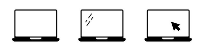 Laptop icons set. Laptop with cursor on screen icon. vector