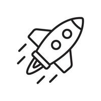 Flying up rocket line icon. Rocket thit line icon. vector
