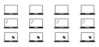 Laptop icons set. Laptop with pointer or cursor on screen icon. vector