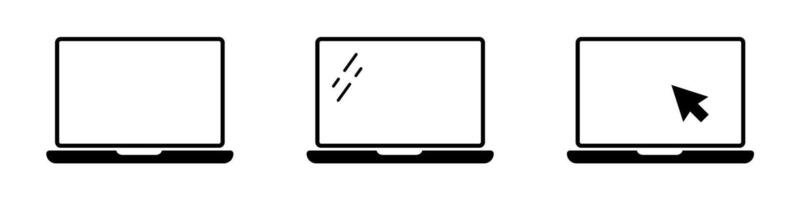 Laptop icon. Laptop with pointer or cursor on screen icon. vector