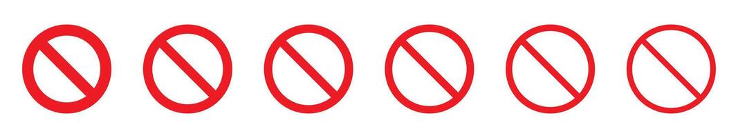 Red prohibition sign. Not allowed sign set. vector