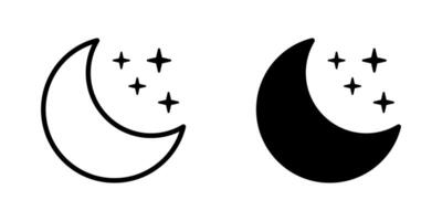 Crescent moon with stars icon. Night icons. vector