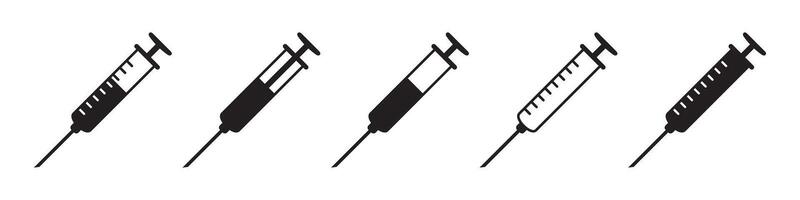 Syringe icon. Injection icons set. vector