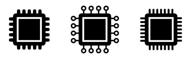 Computer chip icon, cpu microprocessor chip icon. vector
