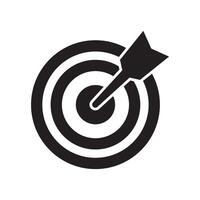 Target icon, dartboard with arrow icon. Darts target aim icon. Successful shoot symbol. vector