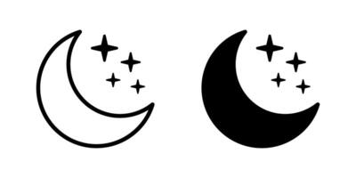 Crescent moon with stars icons. Night icon. vector