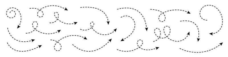 Set of dashed curved arrows. vector