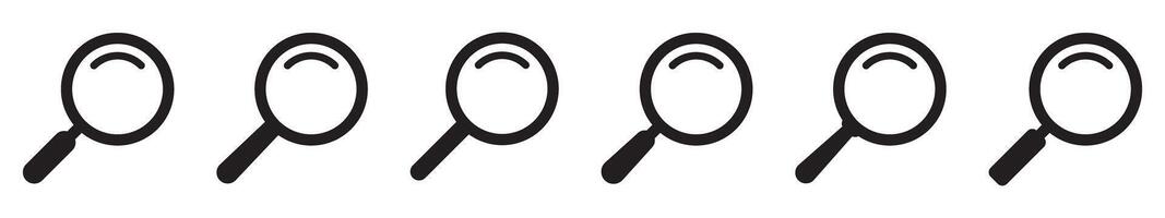 Loupe icons set. Magnifying glass icon, magnifier icons. vector