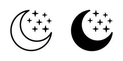 Night icon. Crescent moon with stars symbol. vector