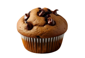 Delicious chocolate chip muffin displayed perfectly for bakery product photography. png