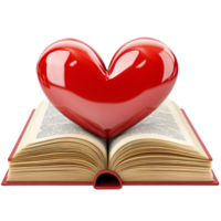 Open Book with Heart Shape Pages Transparent Background png