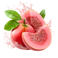 Tropical Fresh Guava Fruit With Water Splash Transparent Background png