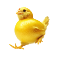 Yellow Chicken Running with Flapping Wings Transparent Background png