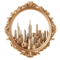 Bottom Right View of Decorative Gold Mirror Frame Transparent Background png