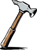 A hammer with a wooden handle on a white background vector