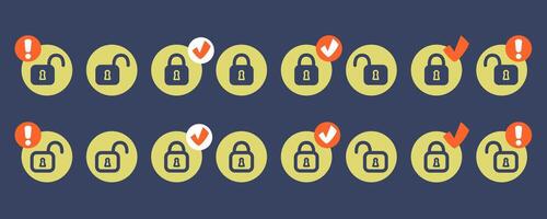 Lock icon. Locked and unlocked icons set. Minimalistic security symbols. Lock sign for Login pages, websites, authentication systems, digital privacy, cyber protection. illustration vector