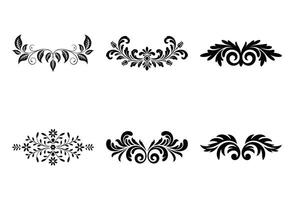 Decorative floral and foliage designs in elegant black silhouettes for various creative projects vector