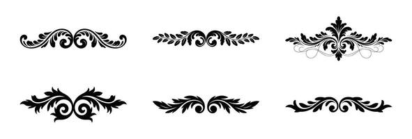 Elegant black floral design elements for decorative borders and ornate frames vector