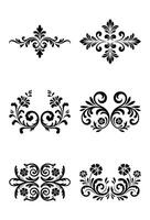 Elegant black floral elements for decorative design and vintage ornamentation vector