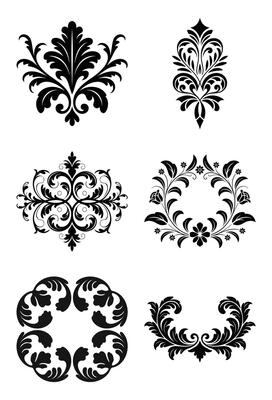 Elegant black and white floral ornament and decorative design elements collection