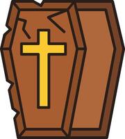 A coffin with a cross on it vector