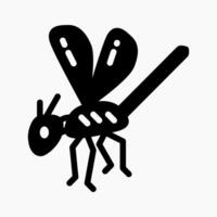 Design Illustration graphic of flying dragonfly icon with glyph style. Suitable for UI, mobile design, web design, etc. vector