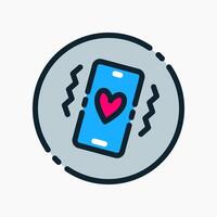 Design Illustration graphic of Love Buzz Notification icon with colored outline style. Suitable for UI, mobile design, web design, etc. vector
