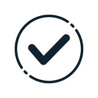 Design Illustration graphic of check mark icon with glyph style. Suitable for UI, mobile design, web design, etc. vector