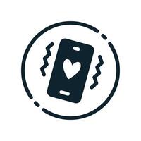 Design Illustration graphic of Love Buzz Notification icon with glyph style. Suitable for UI, mobile design, web design, etc. vector