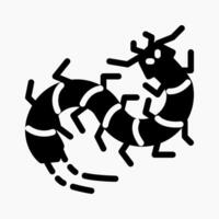 Design Illustration graphic of centipede icon with glyph style. Suitable for UI, mobile design, web design, etc. vector