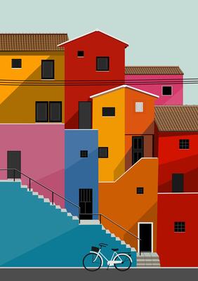 colorful building houses illustration design art