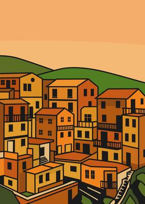 residential housing building flat pastel color illustration design art
