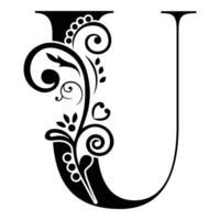 Elegant Floral Monogram Letter U vector