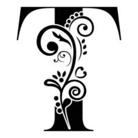 Elegant Floral Monogram Letter T vector
