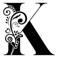 Elegant Floral Monogram Letter K vector