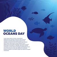 World Oceans Day Square Banner - Background with underwater and copyspace for social media posts, campaigns or advertisements about the sea and the environment vector