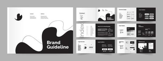 Black White Brand Manual Design, Brand Guideline Template, Guideline Design vector