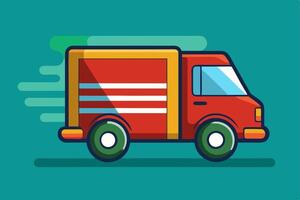 illustration of a delivery truck in motion, perfect for logistics, shipping, and courier service graphics. Clean design for transportation and delivery-related projects. vector