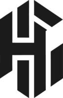 Abstract H Icon Geometric Edge Tech Design vector