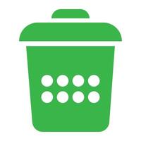 Trash icon. Dustbin garbage trash bin icon. Green trash icon isolated on white background. Delete sign and symbol. Garbage design illustration. eps 10 vector