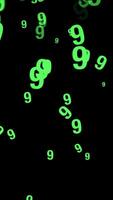 Green Countdown Numbers Falling Particles On Black Alpha Background video